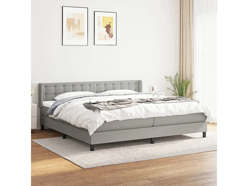 Lit à sommier tapissier avec matelas Gris clair 200x200 Tissu