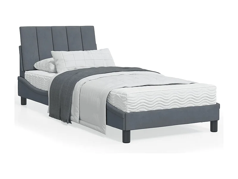 Cadre de lit avec lumières LED gris foncé 80x200 Velours