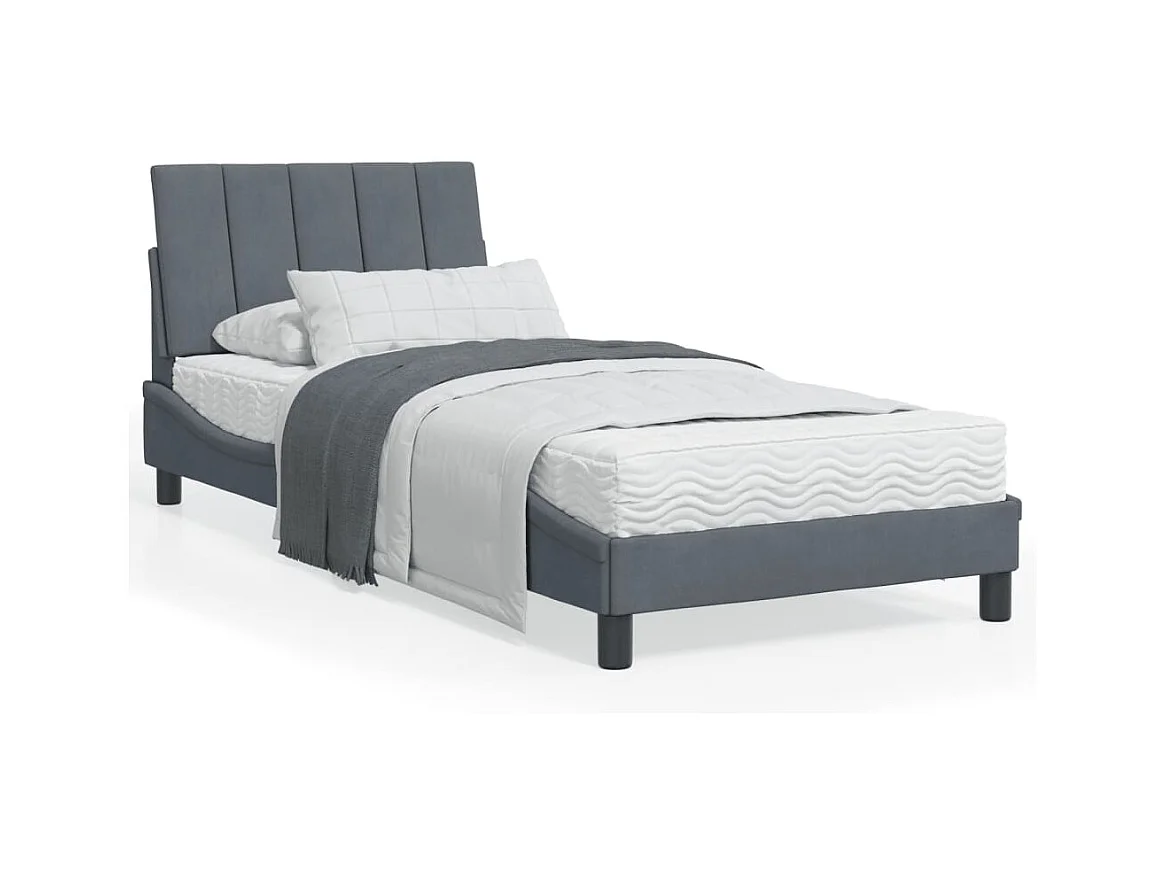Cadre de lit avec lumières LED gris foncé 80x200 Velours