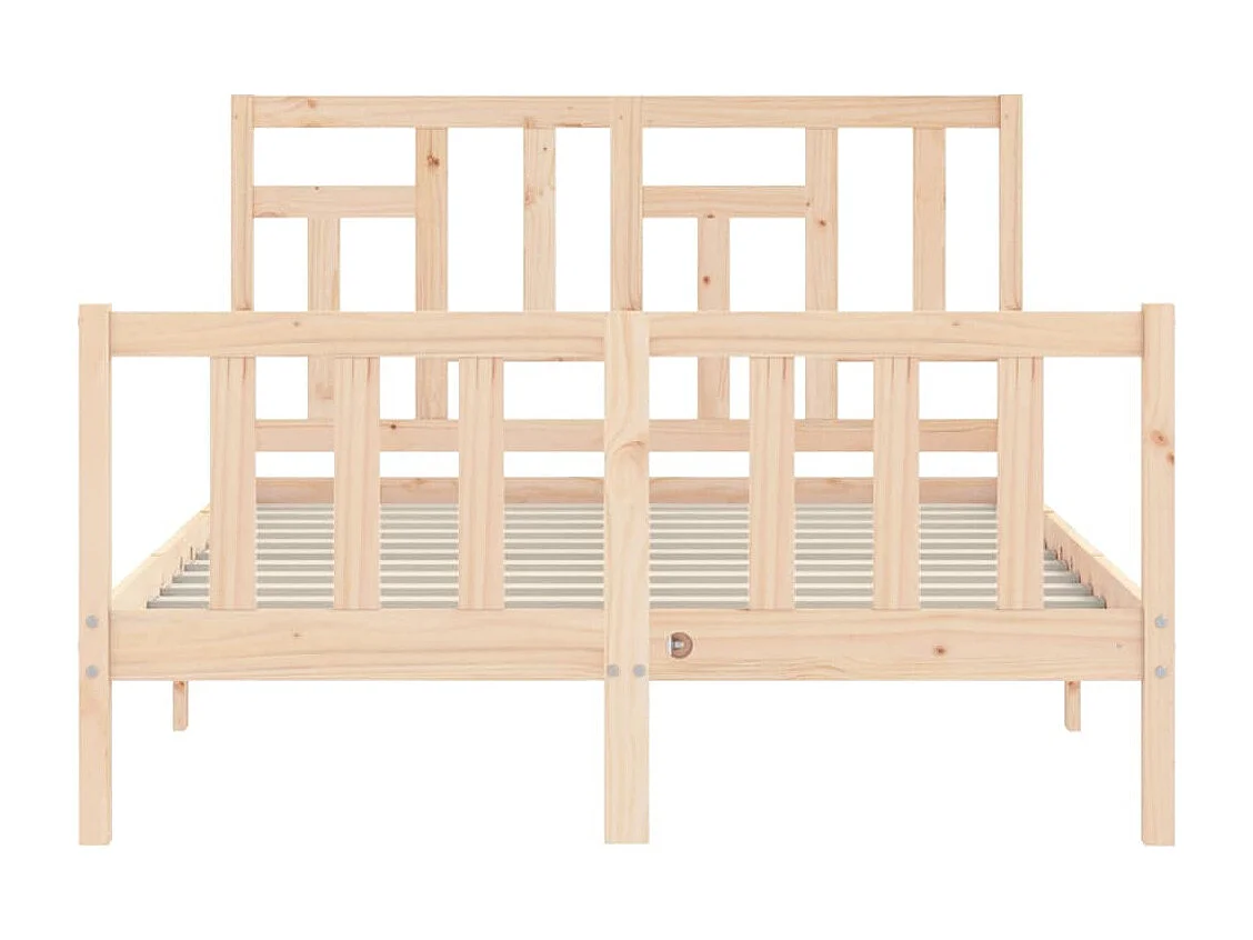 Cadre de lit avec tête de lit petit double bois massif