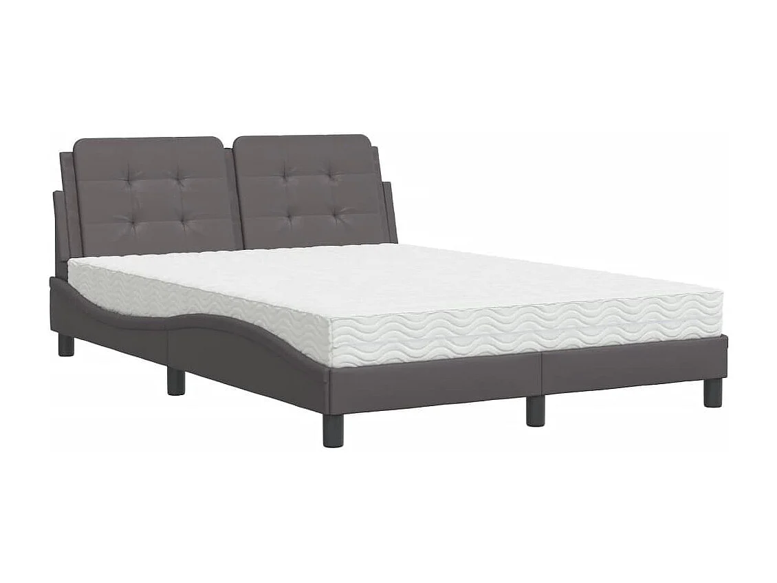 Lit avec matelas gris 140x200 similicuir