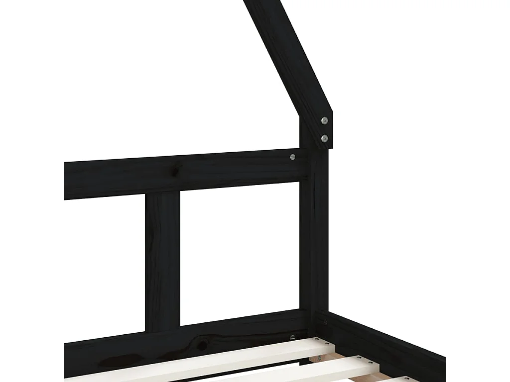 Cadre de lit pour enfants noir 90x190 bois de pin massif