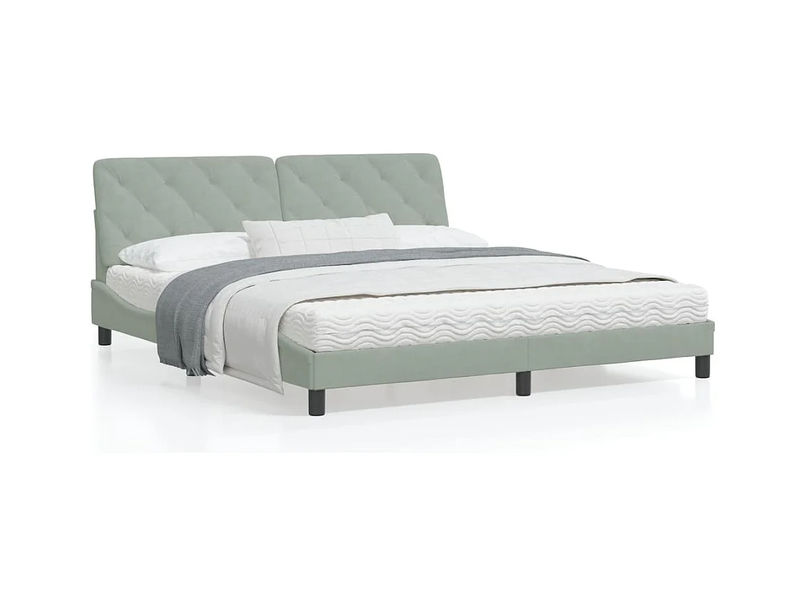 Bedframe met hoofdeinde fluweel lichtgrijs 180x200 cm