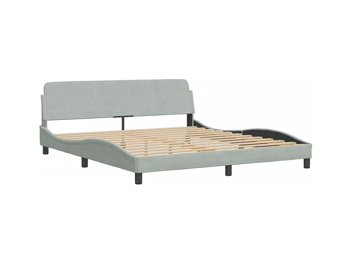 Cadre de lit avec tête de lit Gris clair 180x200 Velours