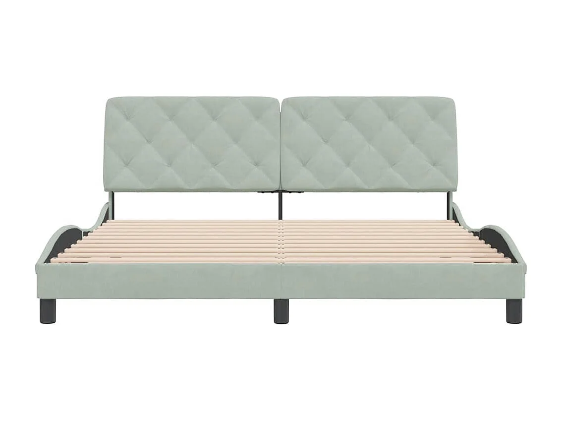 Bedframe met hoofdeinde fluweel lichtgrijs 180x200 cm