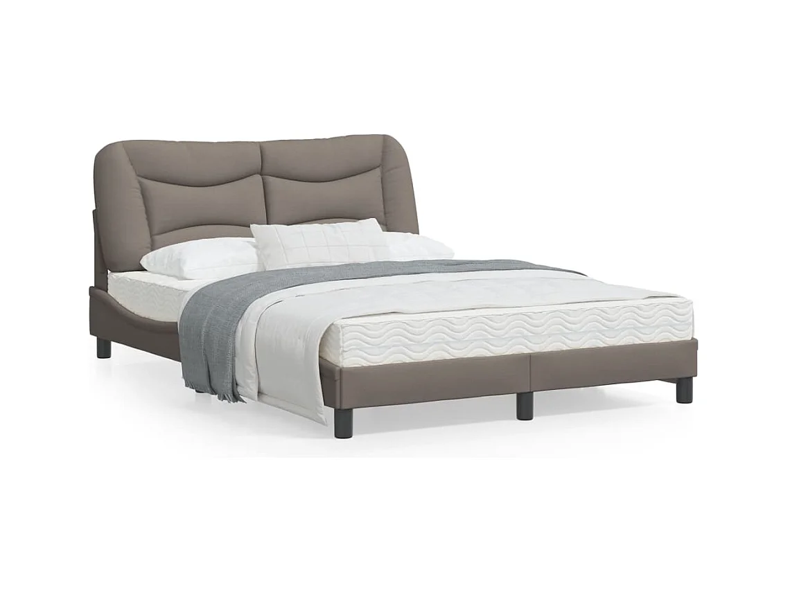 Cadre de lit avec lumières LED taupe 140x200 tissu
