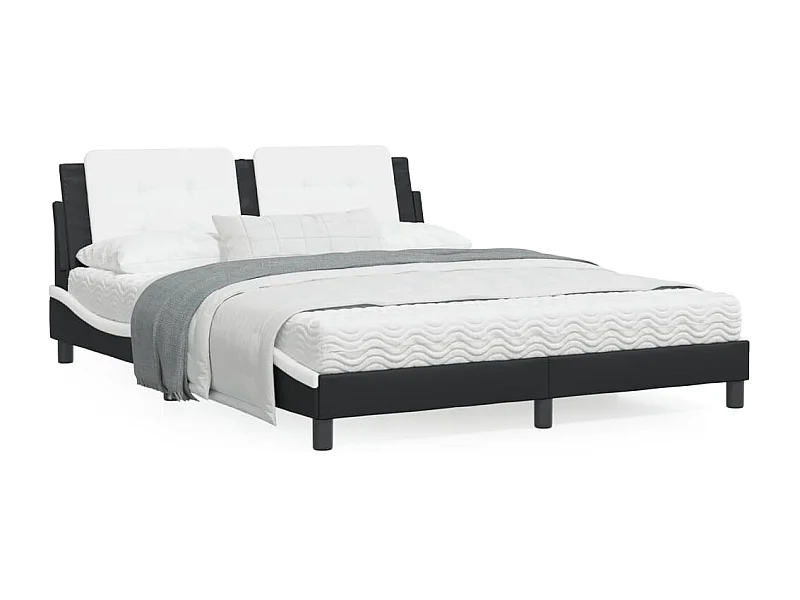 Lit avec matelas noir et blanc 160x200 similicuir