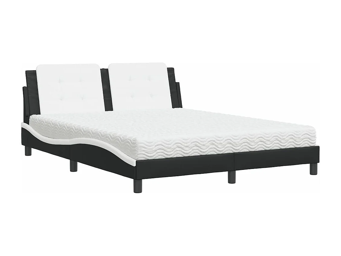 Lit avec matelas noir et blanc 160x200 similicuir