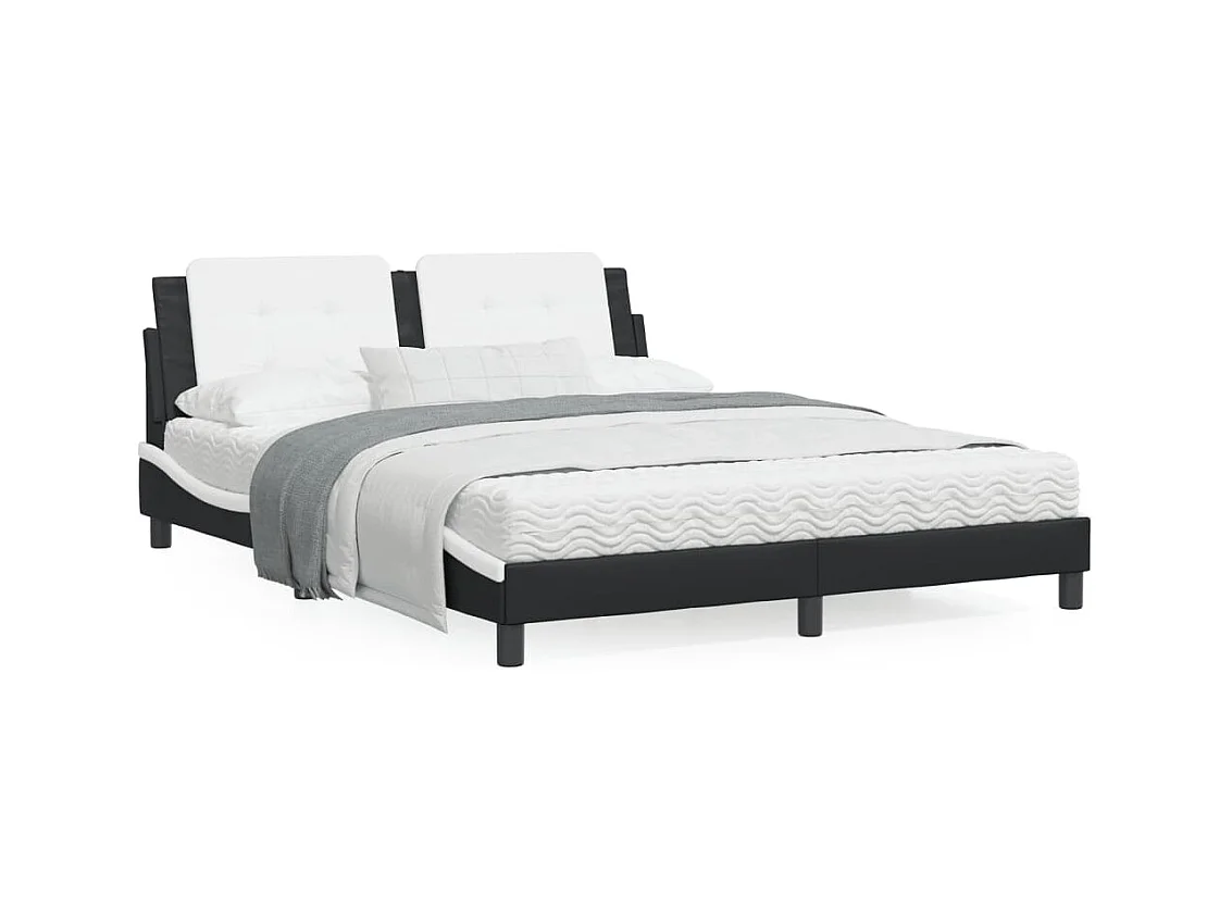 Lit avec matelas noir et blanc 160x200 similicuir