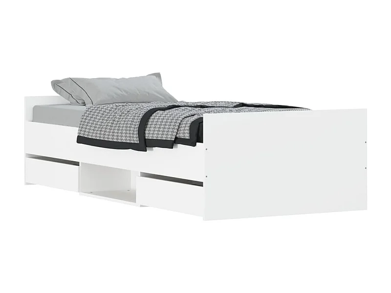 Cadre de lit avec tête de lit-pied de lit blanc 90x190