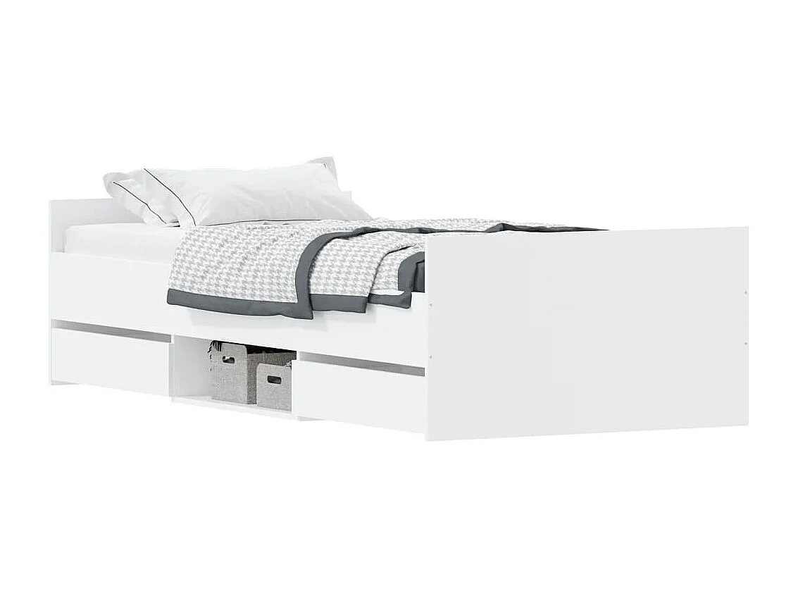 Cadre de lit avec tête de lit-pied de lit blanc 90x190