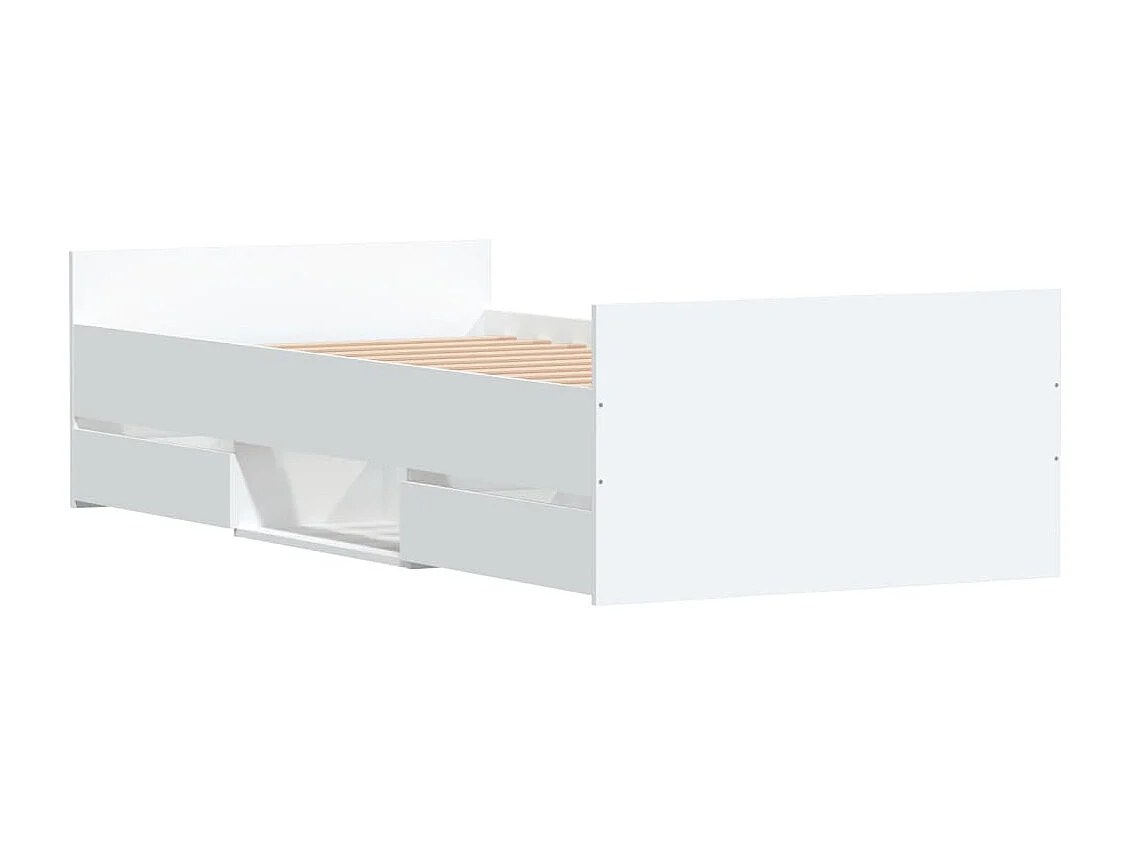 Cadre de lit avec tête de lit-pied de lit blanc 90x190