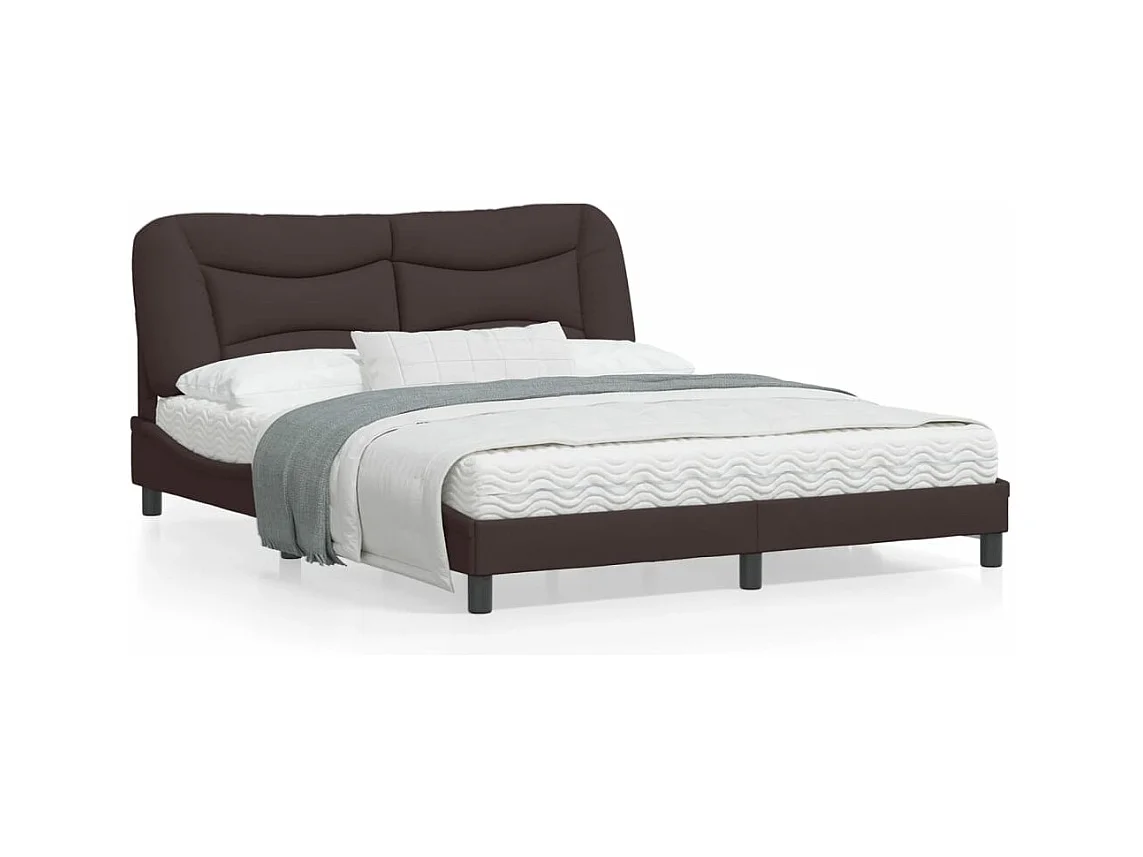 Cadre de lit avec tête de lit Marron foncé 160x200 Tissu