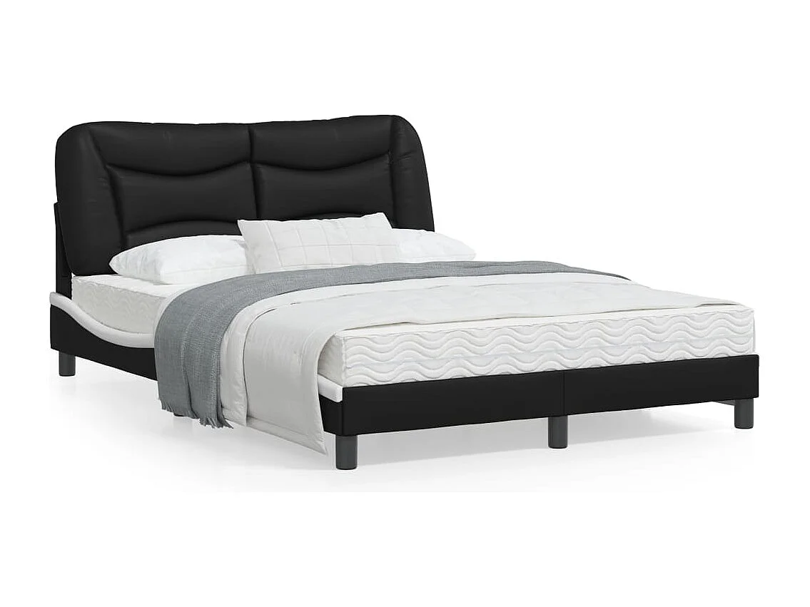 Cadre de lit avec lumières LED noir blanc 120x200 similicuir