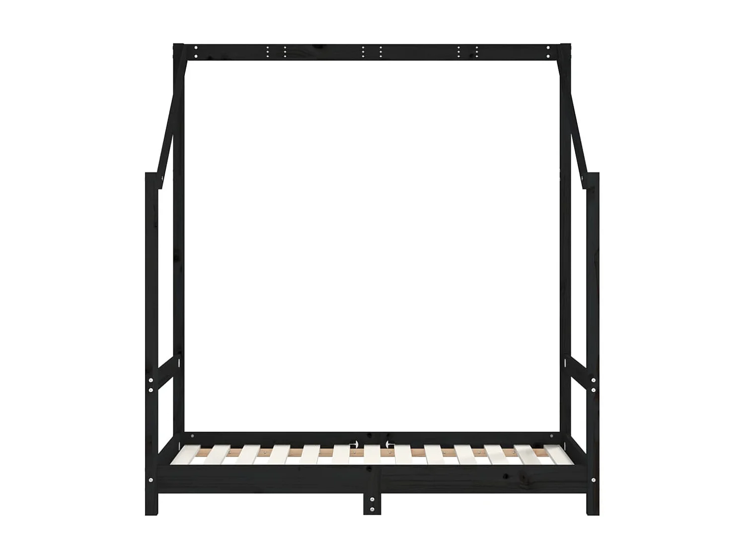 Cadre de lit pour enfant noir 70x140 bois de pin massif