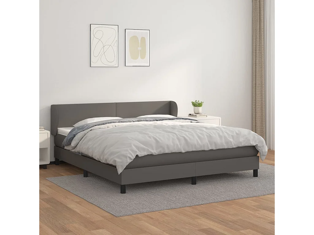 Sommier à lattes de lit avec matelas Gris 160x200 Similicuir