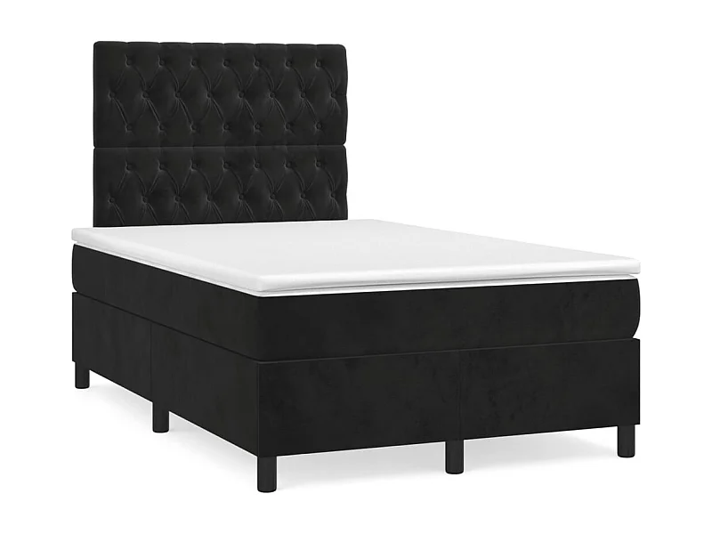 Sommier à lattes de lit et matelas LED noir 120x190 velours