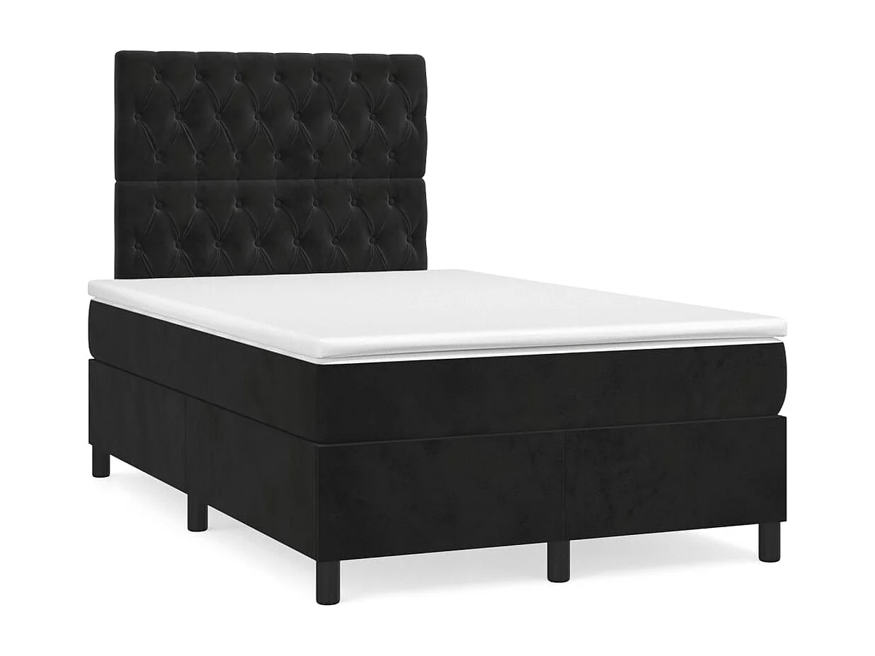Sommier à lattes de lit et matelas LED noir 120x190 velours