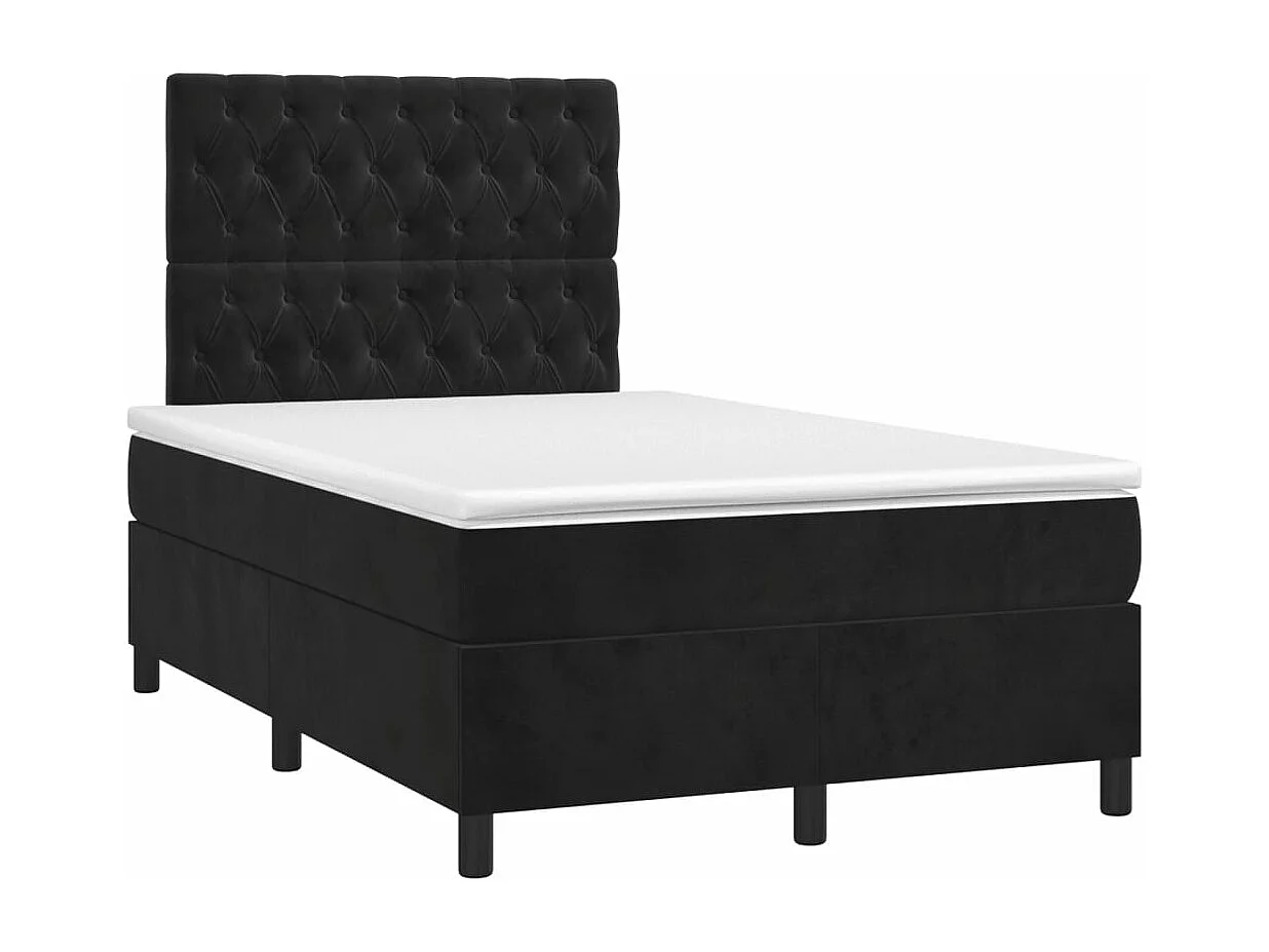Sommier à lattes de lit et matelas LED noir 120x190 velours