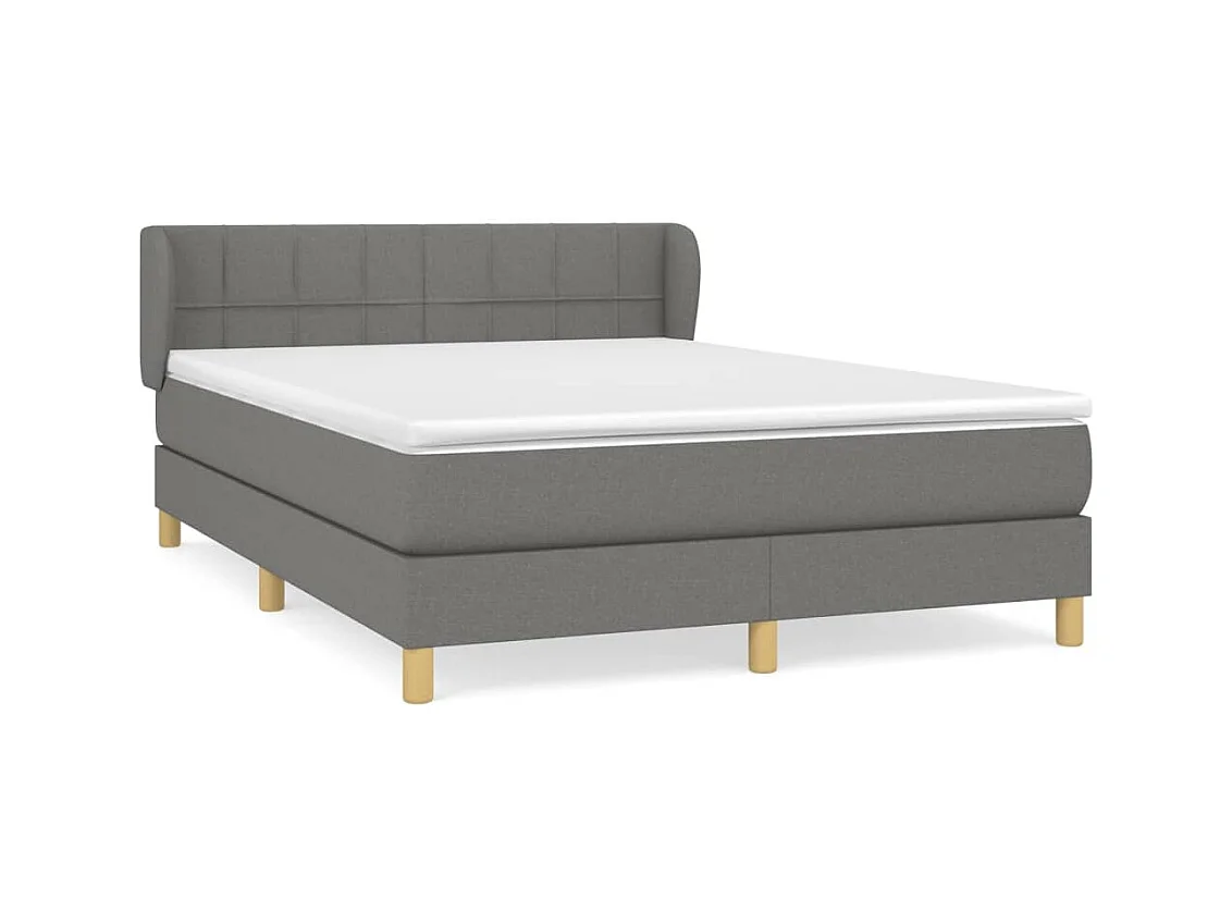 Sommier à lattes de lit avec matelas Gris foncé 140x190 Tissu