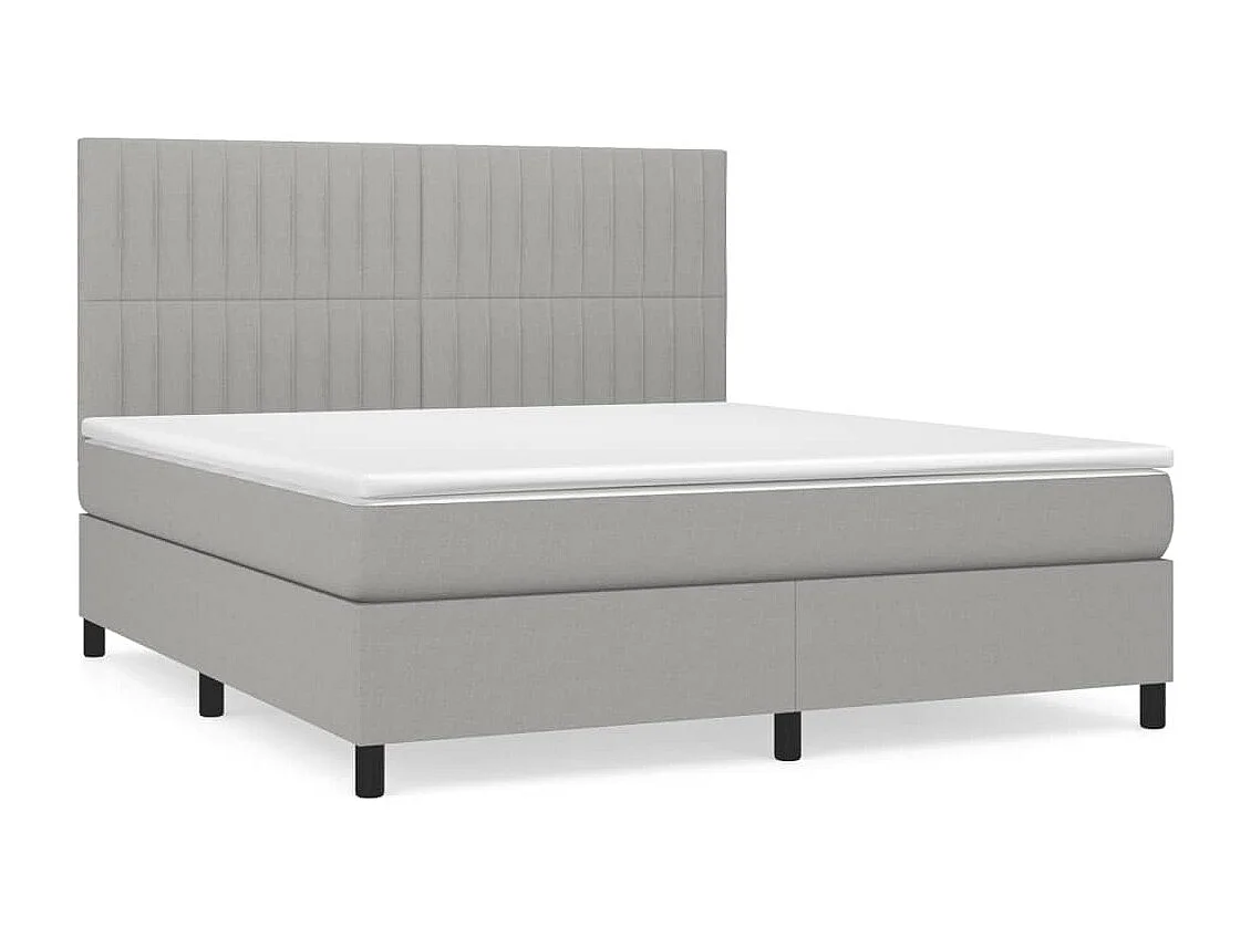 Lit à sommier tapissier avec matelas Gris clair 160x200 Tissu 7