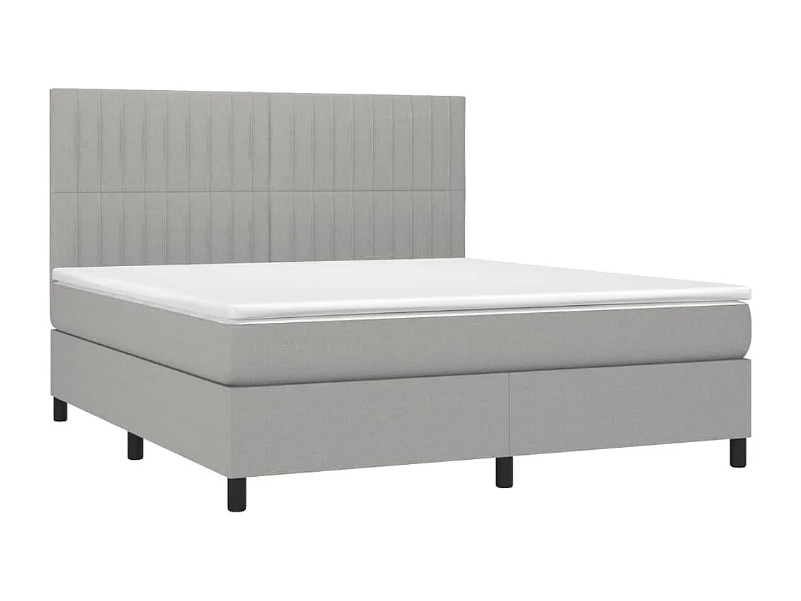 Lit à sommier tapissier avec matelas Gris clair 160x200 Tissu 7
