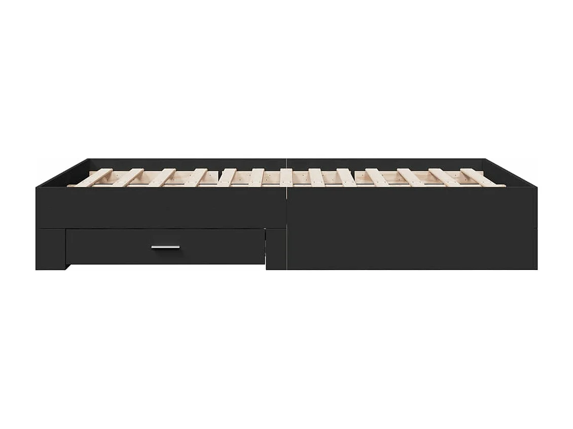 Cadre de lit avec tiroirs noir 135x190 bois d'ingénierie