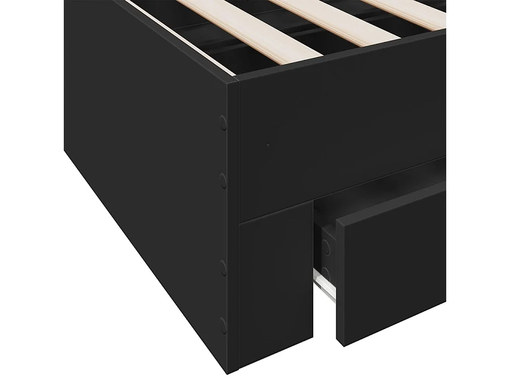 Cadre de lit avec tiroirs noir 135x190 bois d'ingénierie