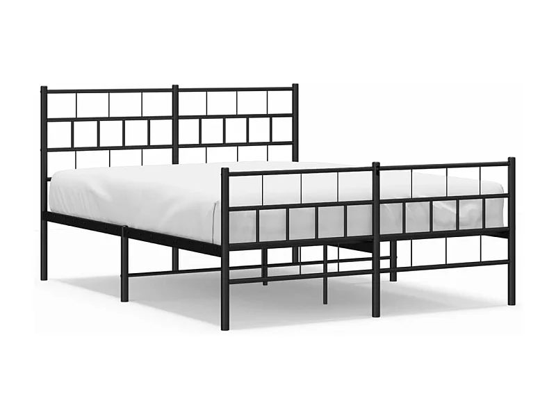 Cadre de lit métal avec tête de lit-pied de lit noir 120x190