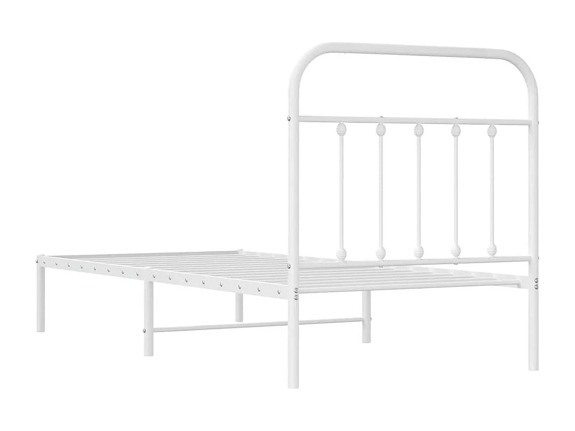 Cadre de lit métal avec tête de lit blanc 90x190