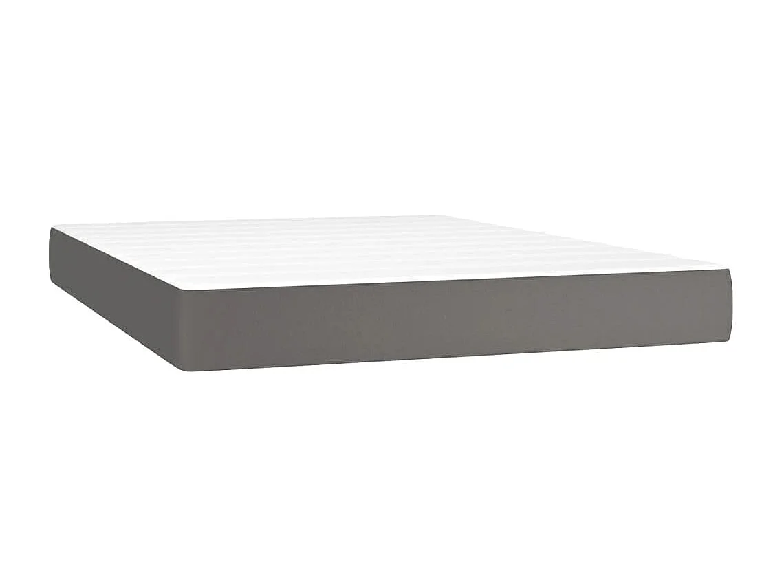 Sommier à lattes de lit avec matelas Gris 140x190 Similicuir