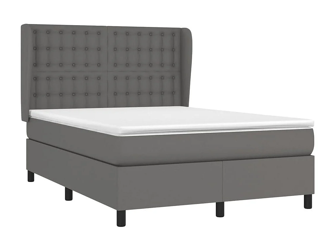 Sommier à lattes de lit avec matelas Gris 140x190 Similicuir