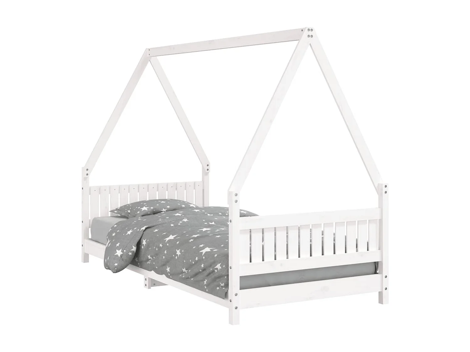 Cadre de lit pour enfants blanc 90x200 bois de pin massif