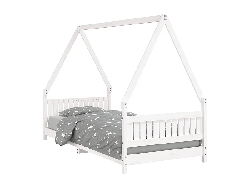Cadre de lit pour enfants blanc 90x200 bois de pin massif