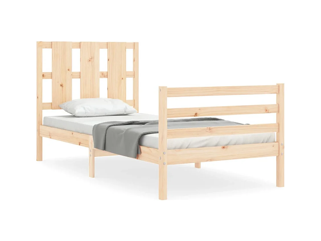 Cadre de lit avec tête de lit 90x200 bois massif