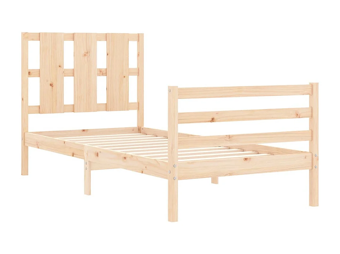 Cadre de lit avec tête de lit 90x200 bois massif