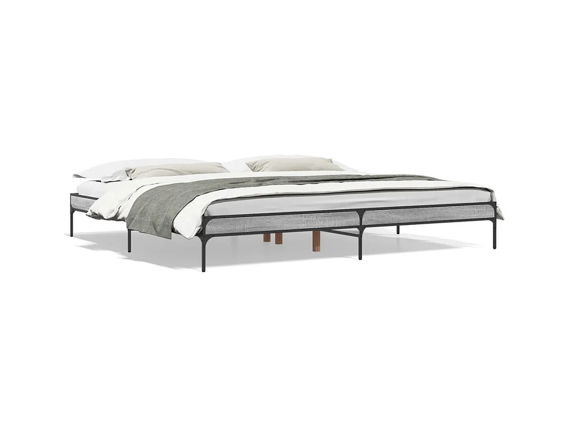 Cadre de lit sonoma gris 200x200 bois d'ingénierie et métal
