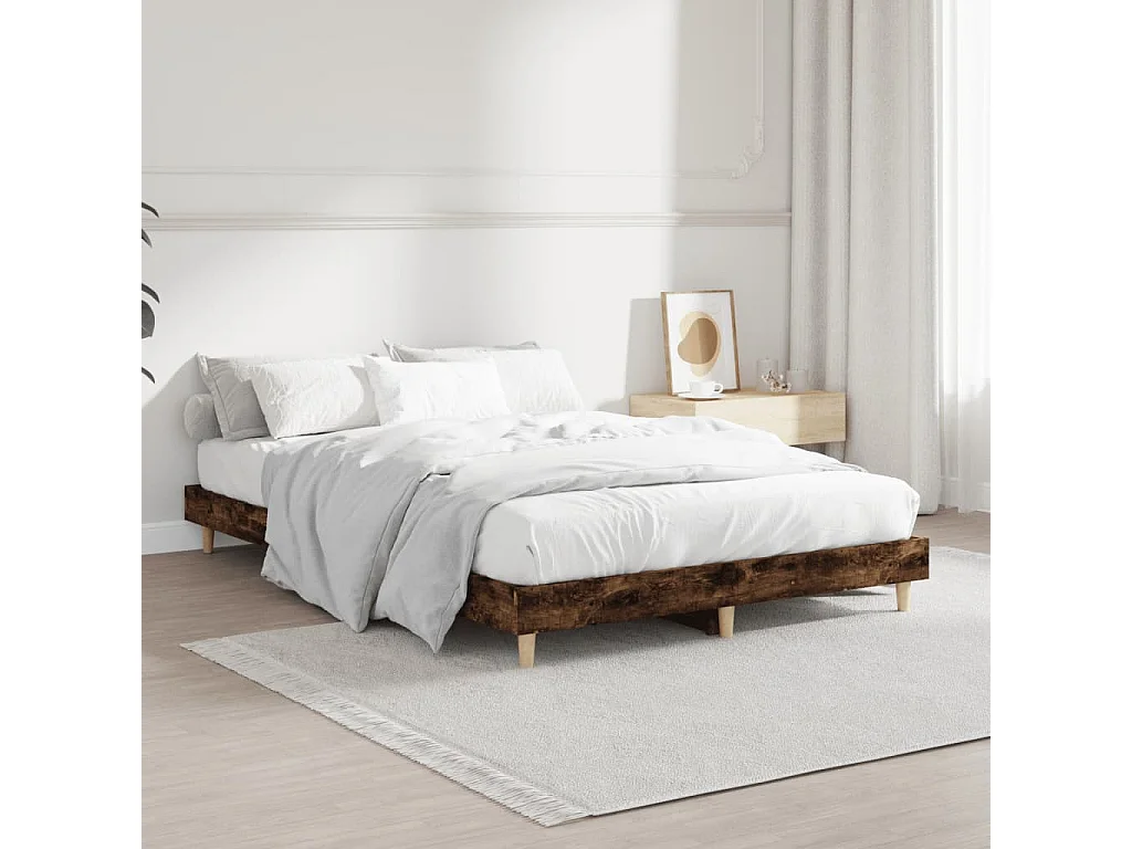 Cadre de lit chêne fumé 120x190 bois d'ingénierie