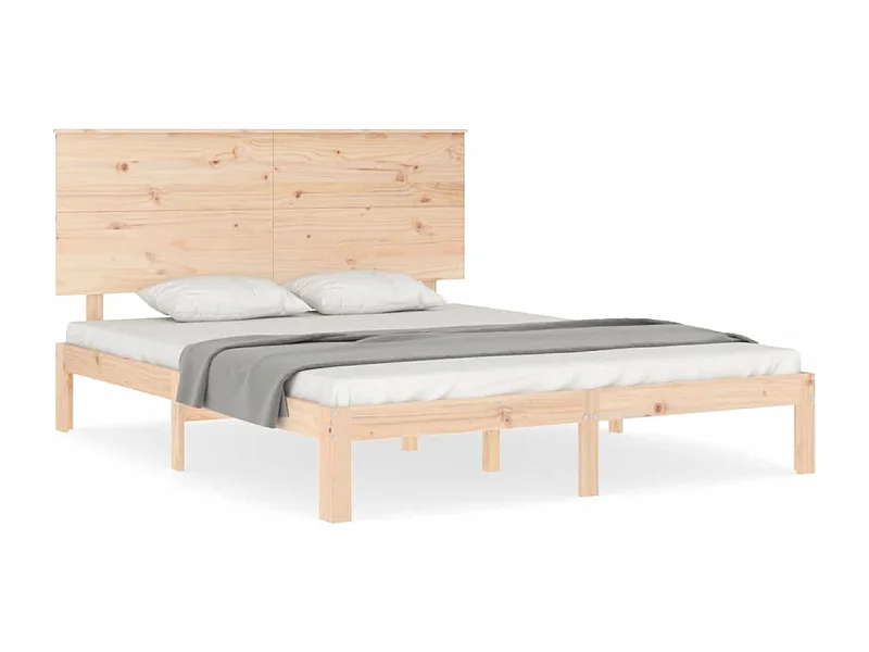 Cadre de lit avec tête de lit king size bois massif
