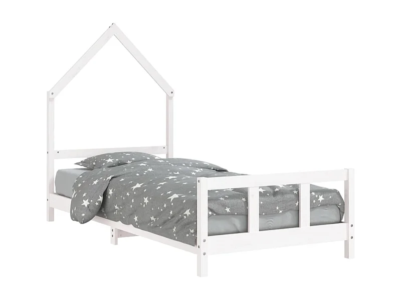 Cadre de lit pour enfants blanc 90x200 bois de pin massif