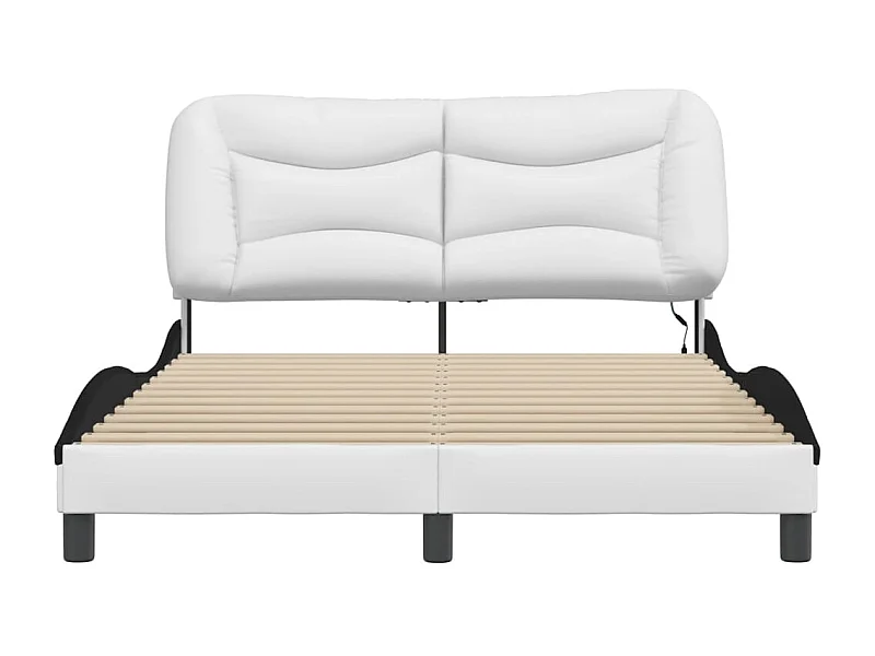 Cadre de lit avec lumières LED blanc noir 140x190 similicuir