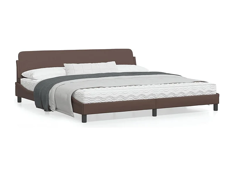 Cadre de lit avec tête de lit Marron 200x200 Similicuir