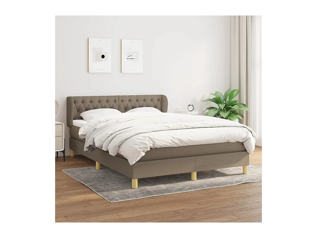 Sommier à lattes de lit avec matelas Taupe 140x190 Tissu