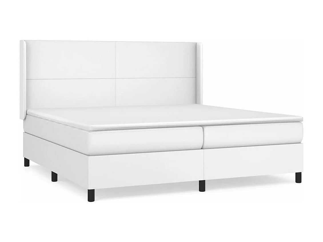 Sommier à lattes de lit avec matelas Blanc 200x200 Similicuir