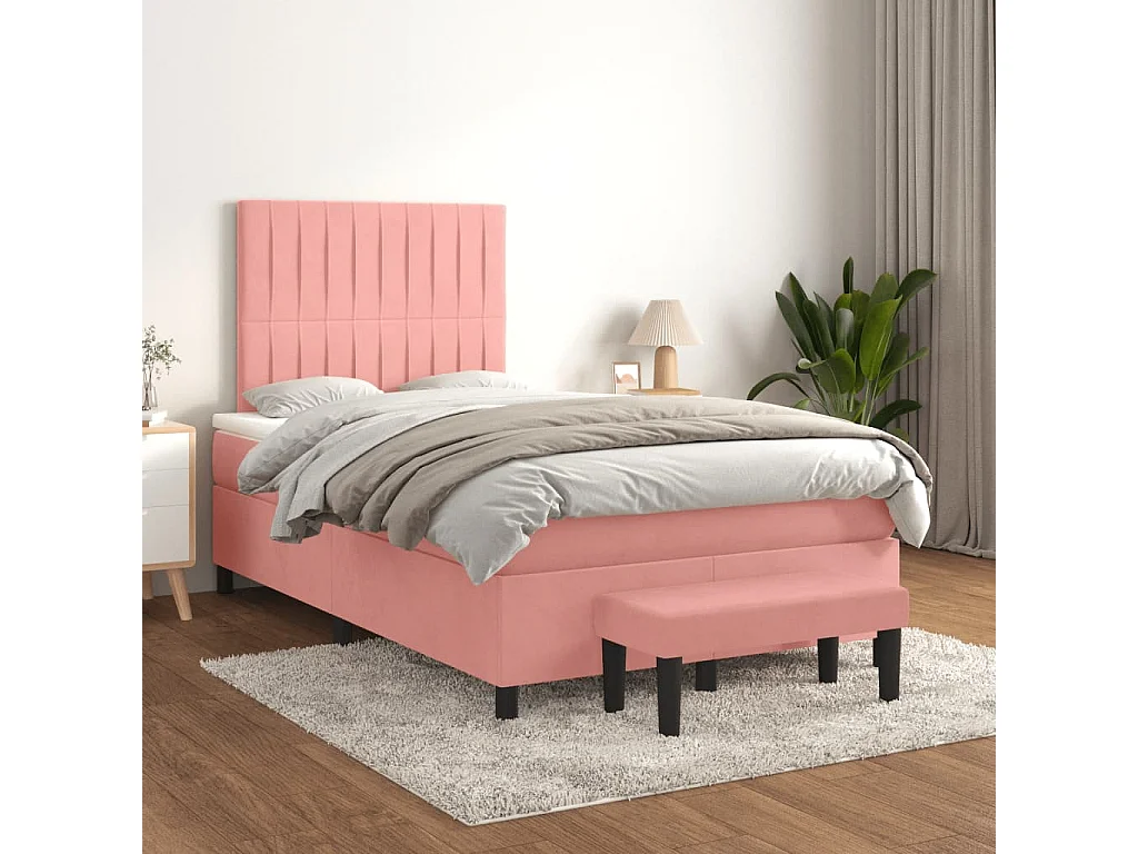 Sommier à lattes de lit avec matelas Rose 120x200 Velours