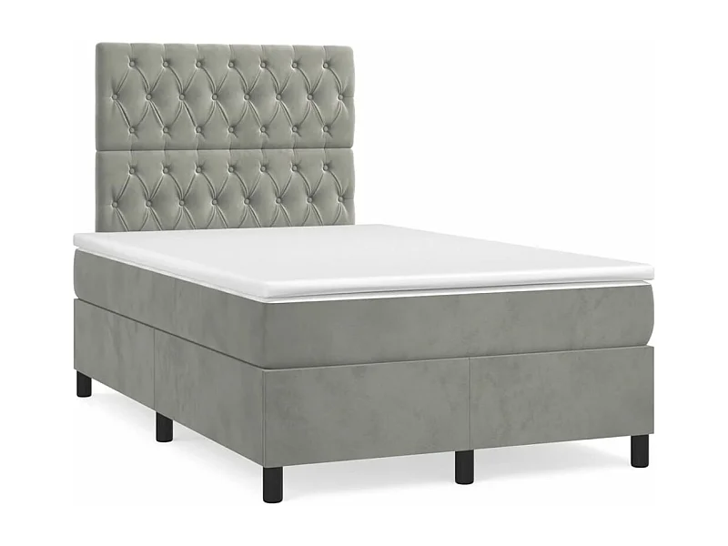 Sommier à lattes de lit et matelas gris clair 120x190 velours
