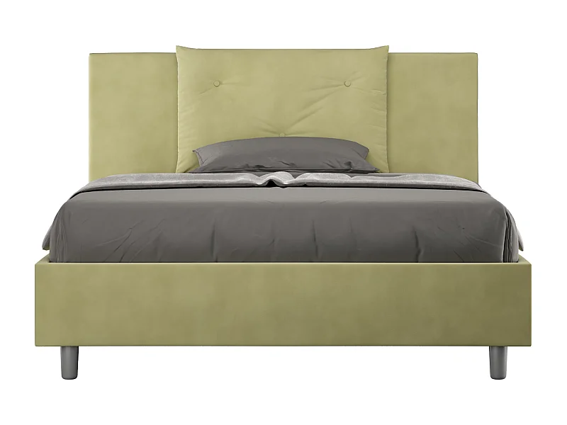 Letto con rete imbottito 140x190 microfibra tè verde Appia