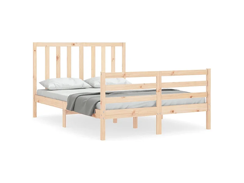 Cadre de lit avec tête de lit petit double bois massif