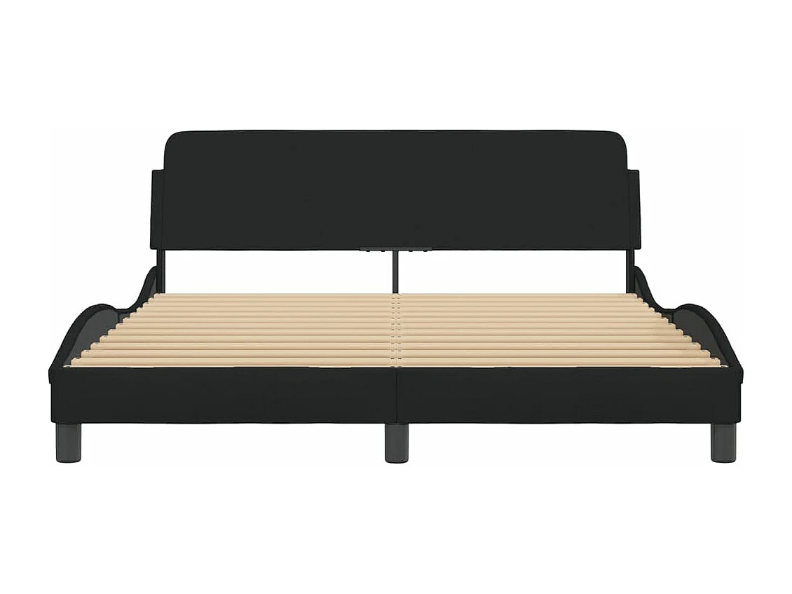 Cadre de lit avec tête de lit Noir 160x200 Tissu