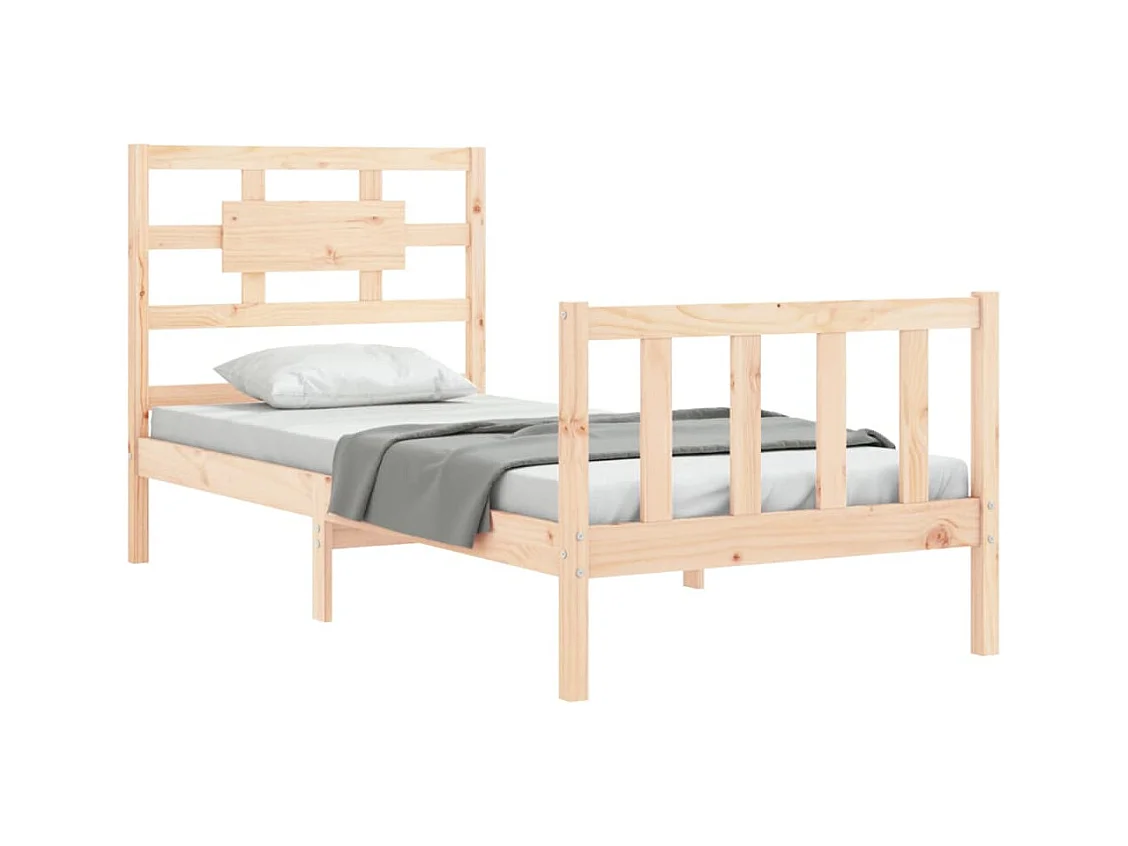 Cadre de lit avec tête de lit 90x200 bois massif